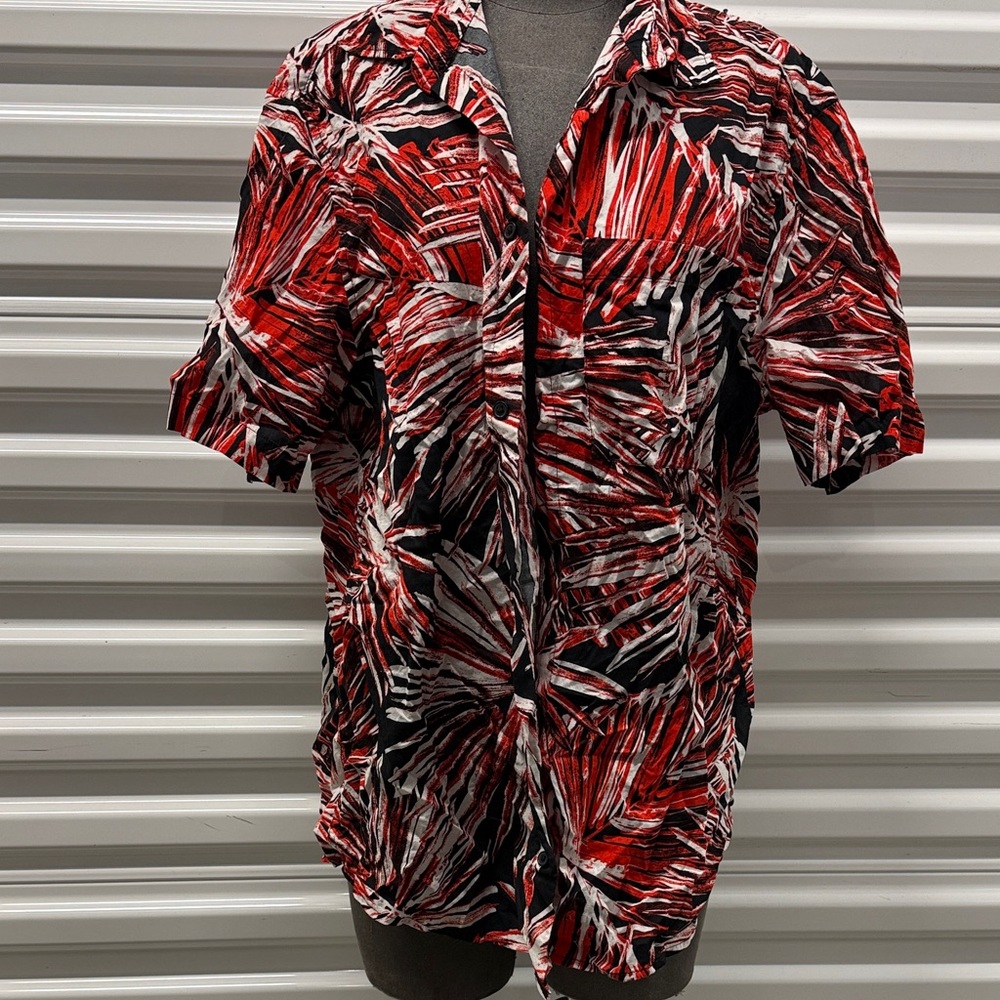 H&M Red and Black Casual Button Down Shirt